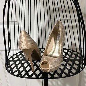 Jennifer Lopez Rhinestone Studded Satin Heels